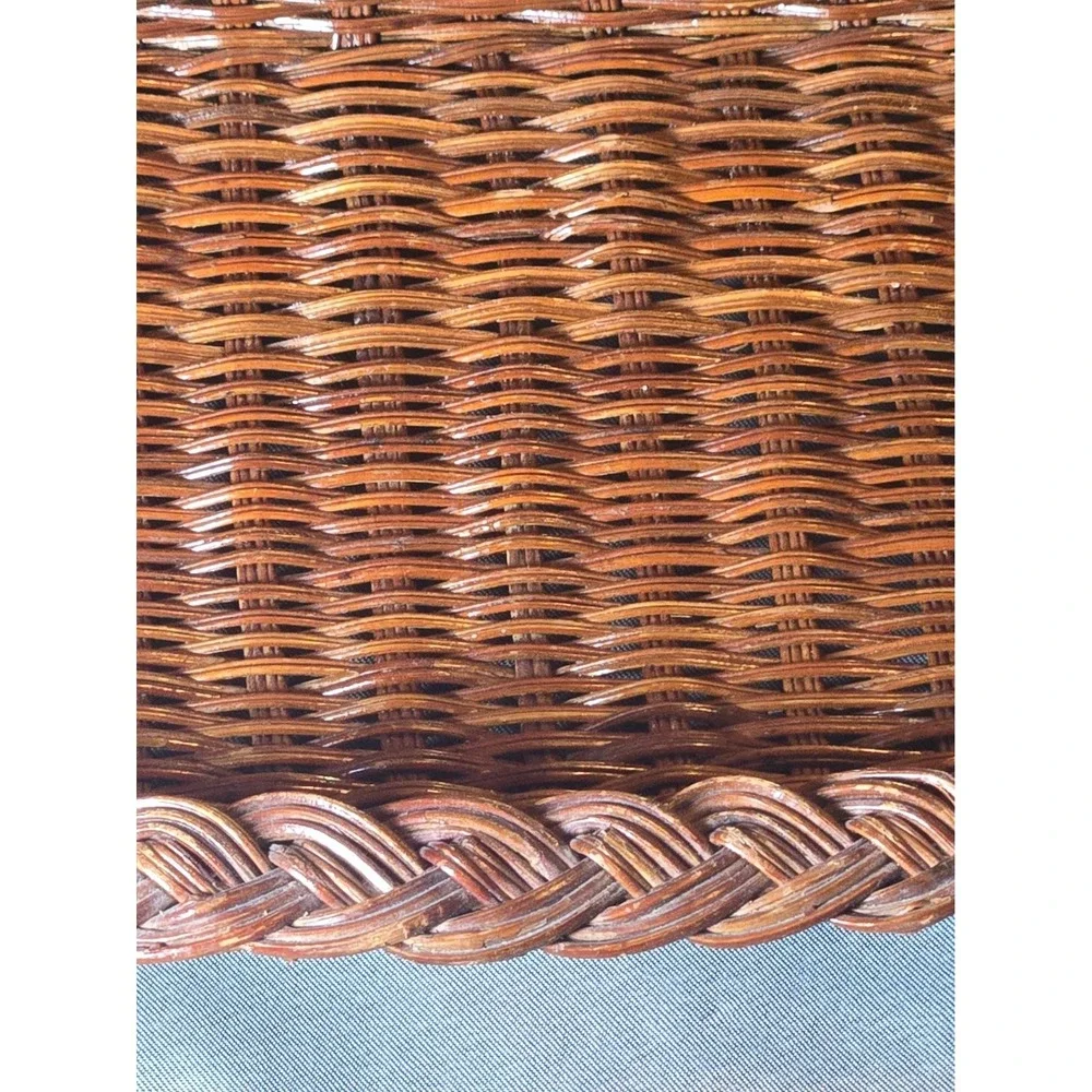 VTG Wicker Serving Tray Rectangular Woven Basket Braided Rim Coffee Table 13x9